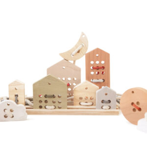 Fädelspiel Holz Set "Stadt" von Babai Toys