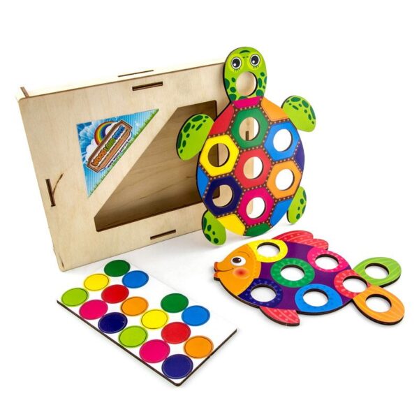 Color Sorting Game Wooden Mosaic “Fish and Turtle” by Woodlandtoys